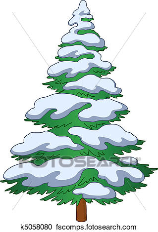 319x470 Clipart Of Fur Tree With Snow K5058080