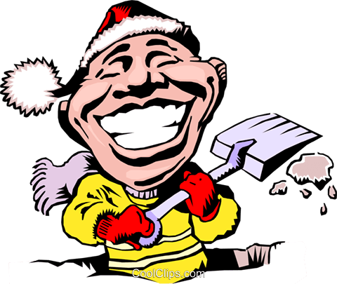 480x405 Cartoon Snow Shovel Royalty Free Vector Clip Art Illustration