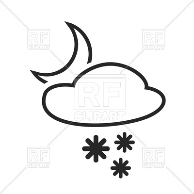 400x400 Moon And Cloud With Snowflakes, Sleet Shower, Weather Forecast