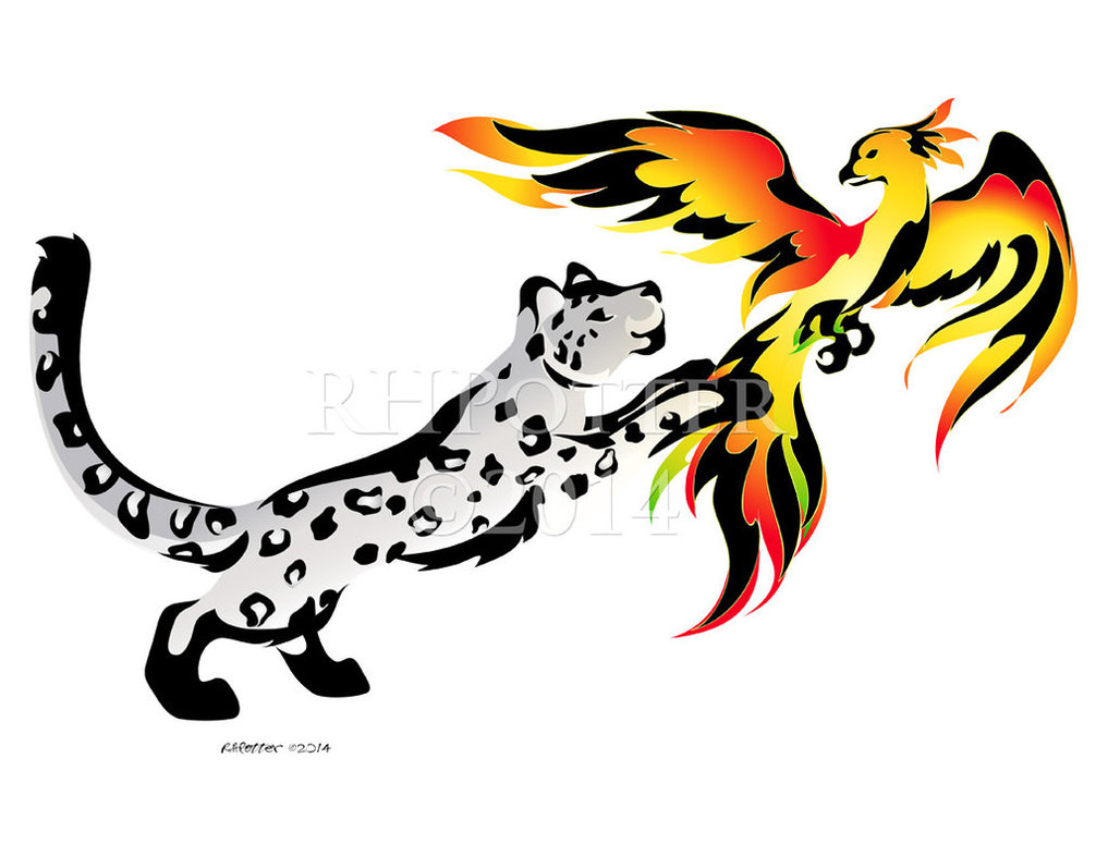1017x786 Snow Leopard And Phoenix By Rhpotter