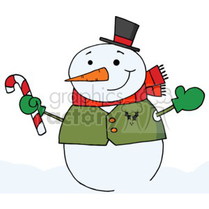 300x300 Royalty Free Snowman Wearing A Red Scarf And Green Mittens 377796