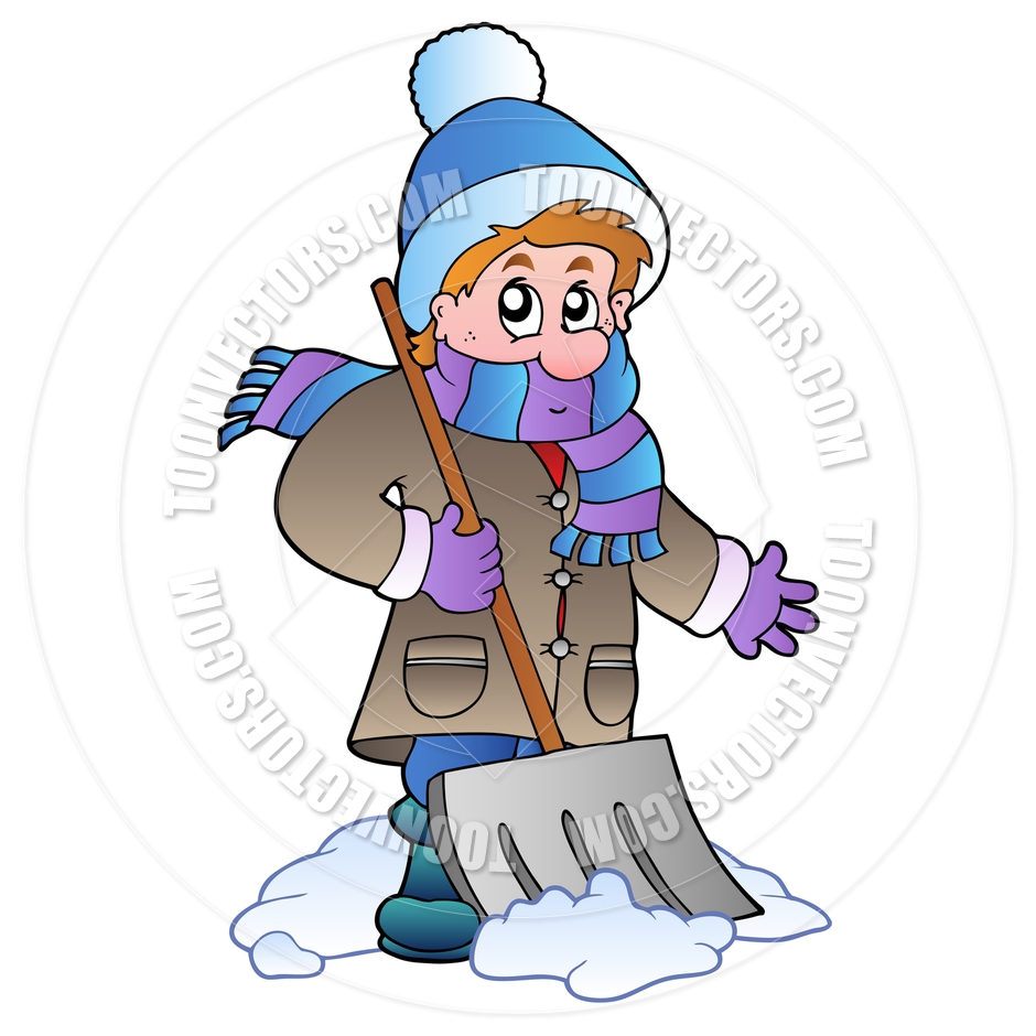 940x940 Cartoon Man With Snow Shovel By Clairev Toon Vectors Eps