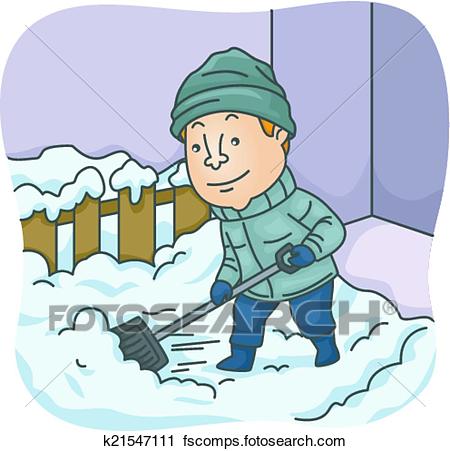 450x451 Clipart Of Man Shoveling Snow K21547111