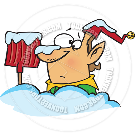 460x460 Cartoon Christmas Elf With Snow Shovel By Ron Leishman Toon
