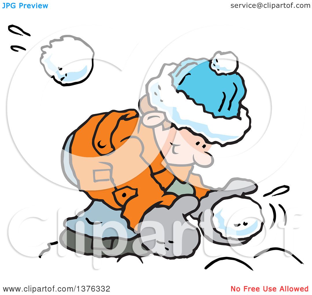 1080x1024 Clipart Of A Happy Caucasian Boy Bending Over To Make A Snowball