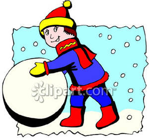 300x278 Little Boy Rolling A Snowball