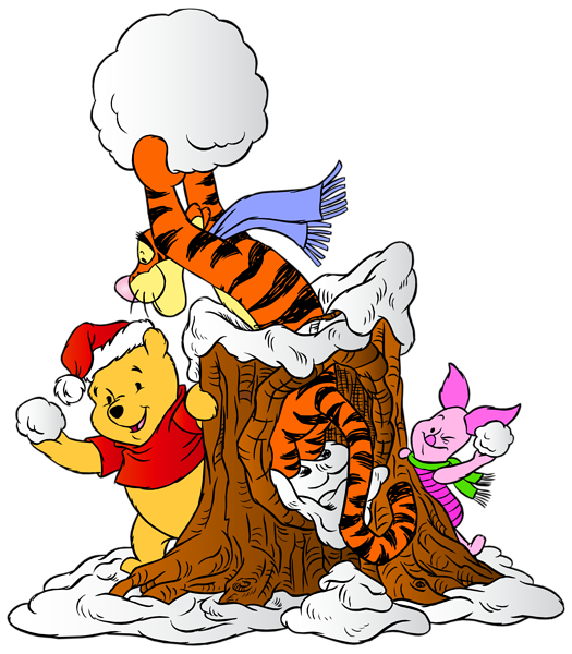 525x600 Winnie The Pooh And Friends With Snowballs Png Clip Art Image