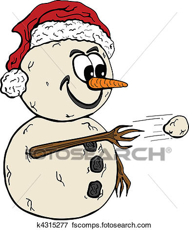 387x470 Clip Art Of Snowman Throwing Snowball K4315277