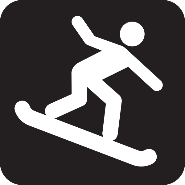 600x600 Snow Boarding Black Clip Art