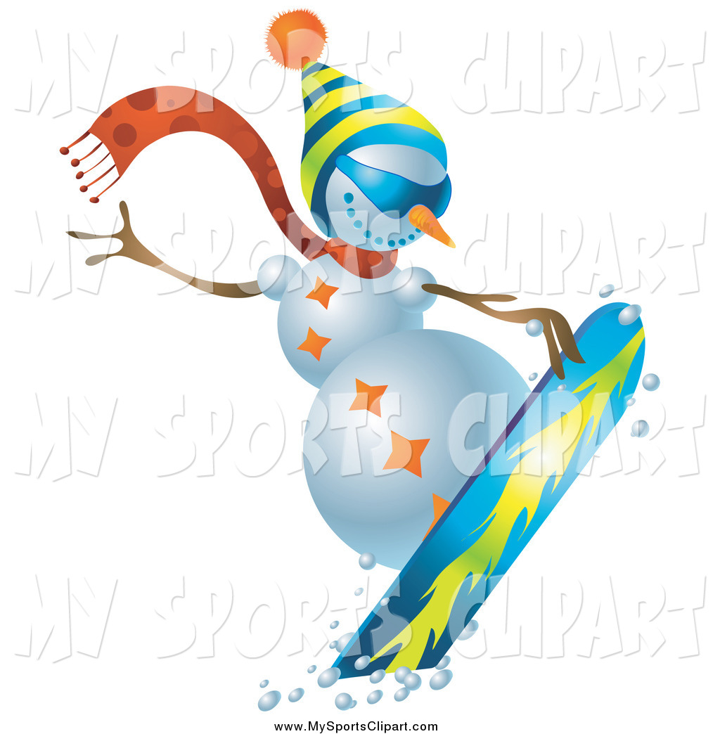 1024x1044 Sports Clip Art Of A Snowman Extreme Snowboarding On Slopes By