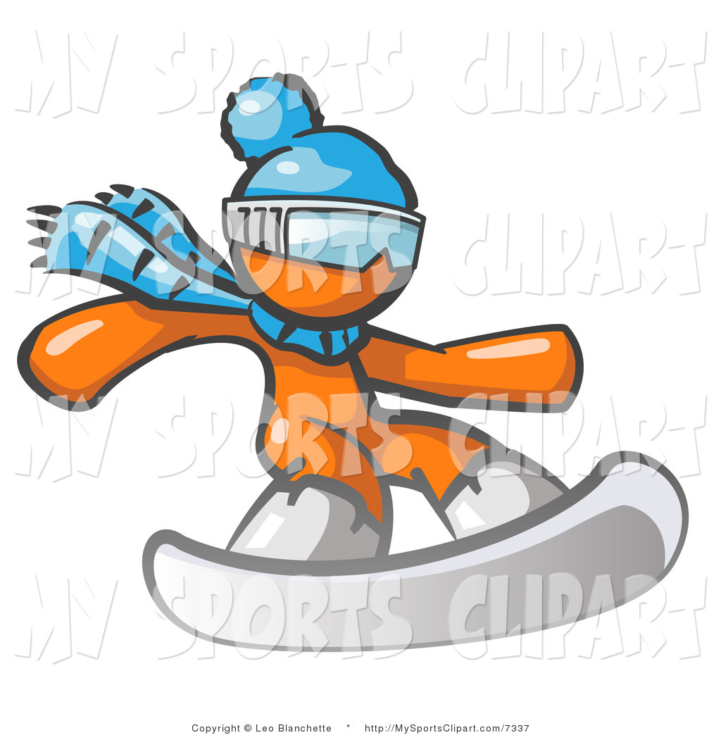 1024x1044 Sports Clip Art Of A Orange Snowboarder By Leo Blanchette
