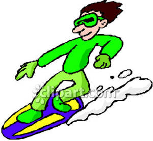 300x277 Snowboarding Down A Mountain Royalty Free Clipart Picture