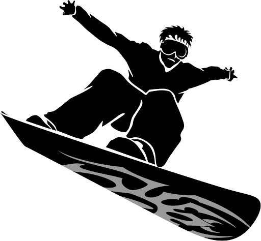 512x474 Snowboarding Clipart Black And White