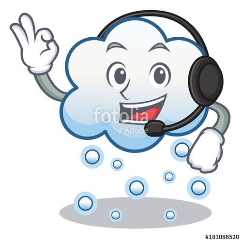 500x500 With Headphone Snow Cloud Character Cartoon Stock Image