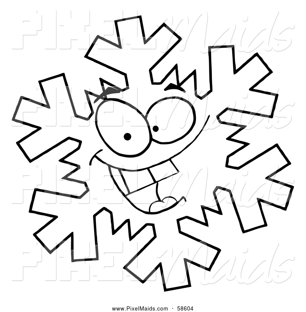 1024x1044 Clipart Of A Black And White Grinning Snowflake By Hit Toon