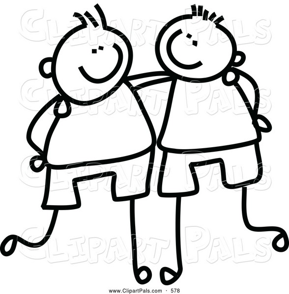 588x599 Friends Clipart Black And White
