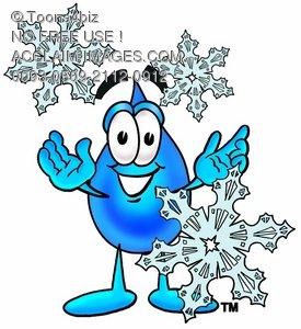 275x300 Clip Art Illustration Of A Waterdrop Cartoon Character With Snowflakes