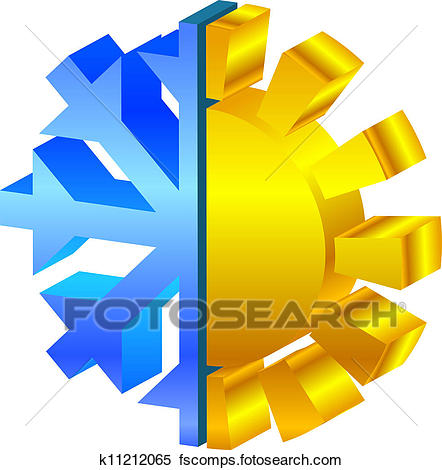 442x470 Clipart Of Sun Amp Snowflake Icon K11212065