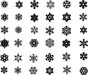 300x254 Black Snowflakes Set Royalty Free Stock Image