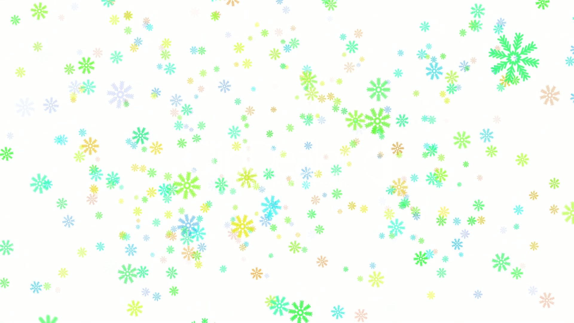 1920x1080 Snow On White Background, Colorful Snowflakes, Loop Royalty Free