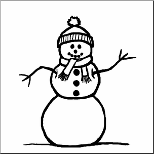 304x304 Clip Art Snowman Bampw I Abcteach