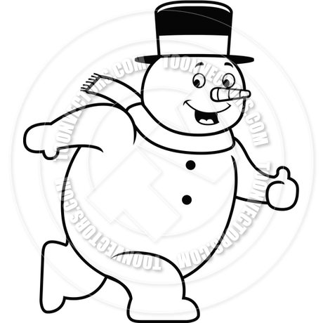 460x460 Snowman Walking (Black And White Line Art) By Cory Thoman Toon