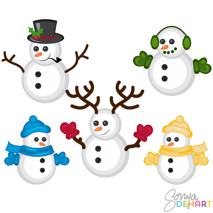 700x700 Vector Clip Art Christmas Snowmen