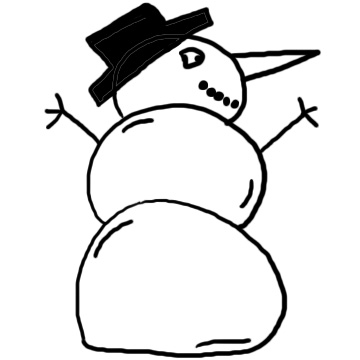 360x360 Snowman Black And White Christmas Gift Clipart