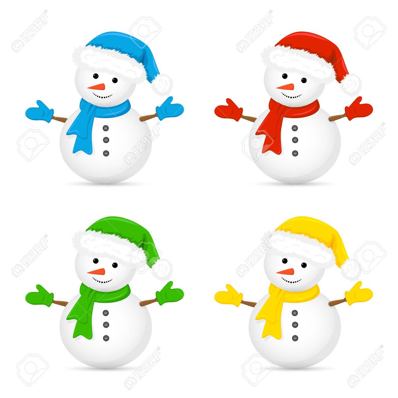 1300x1300 Christmas Snowman In Santa Hat And Red Scarf Isolated On White