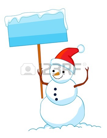 350x450 A Border Illustration Featuring A Smiling Snowman With Falling