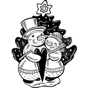 300x300 Royalty Free Two Snowmen In Love 381125 Vector Clip Art Image