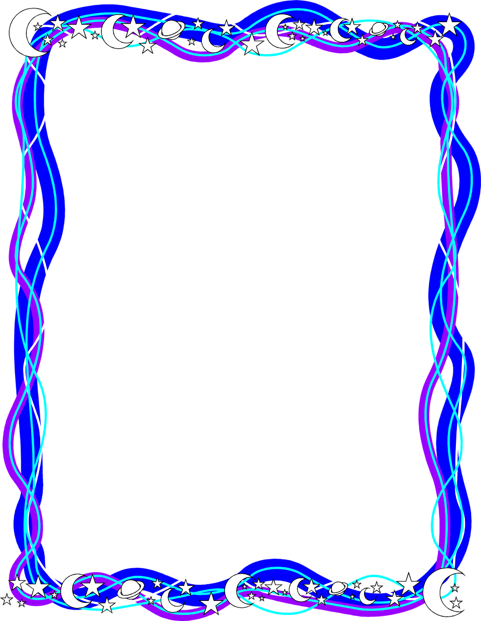 958x1235 Moon And Stars Border Clipart