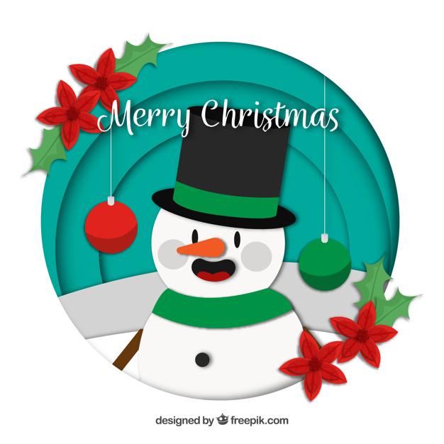 626x626 Decorative Christmas Background With Snowman Vector Free Download