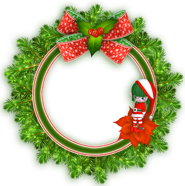597x600 Large Christmas Png Frame With Santa And Snowman
