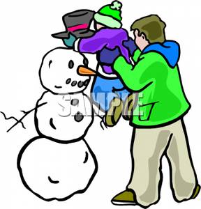 288x300 Man Helping His Daughter Make A Snowman Clip Art Image