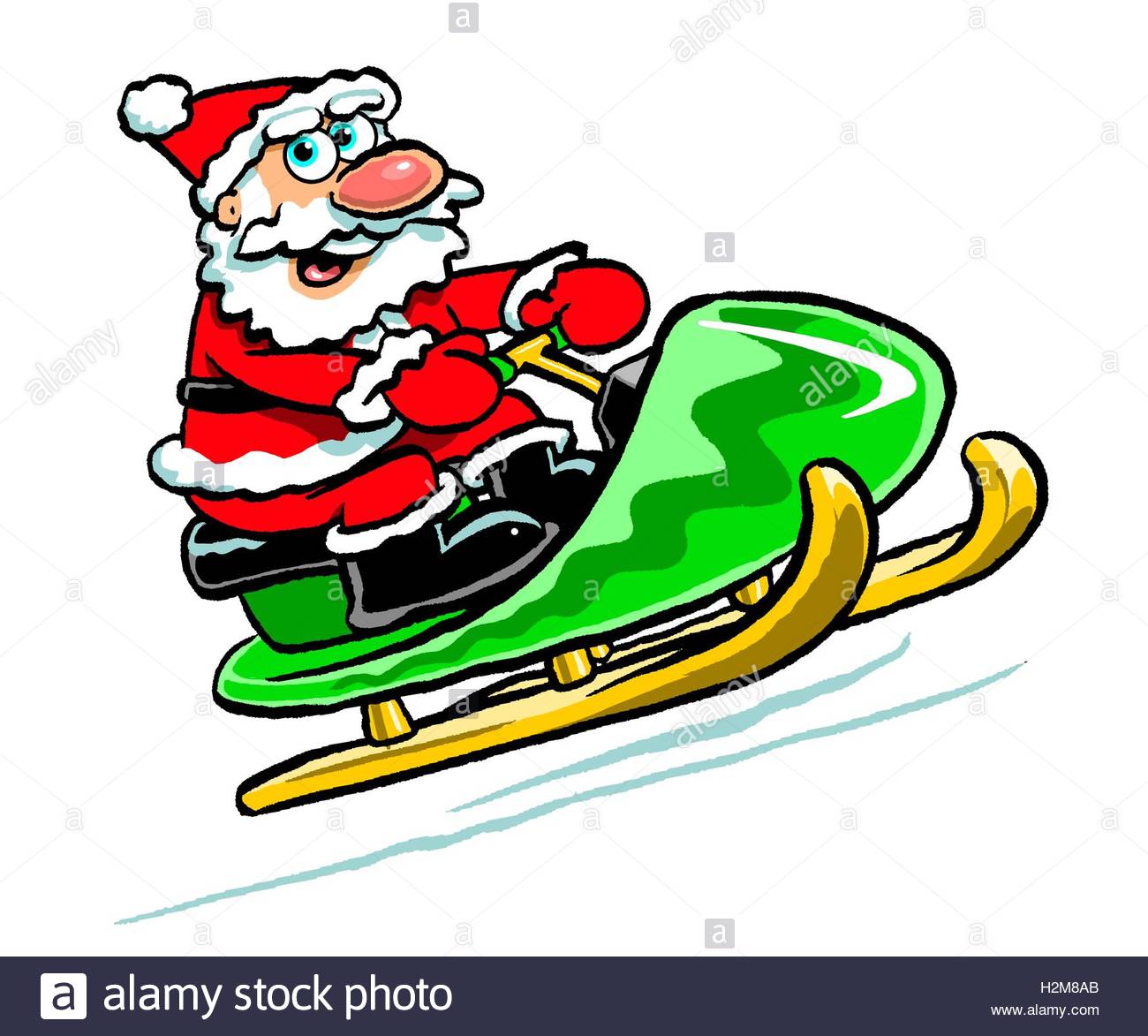 1300x1173 Cartoon Caricature Of Santa Clause In Red Suit Riding Snowmobile