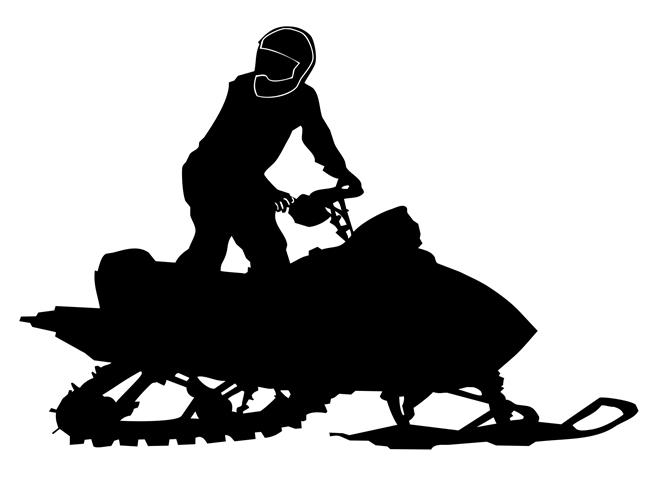 663x480 Snowmobile Silhouette 7 Decal Sticker