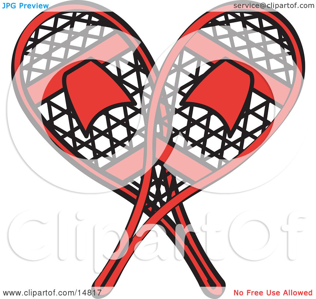 1080x1024 Pair Of Red Snowshoes Crossed Retro Clipart Illustration By Andy