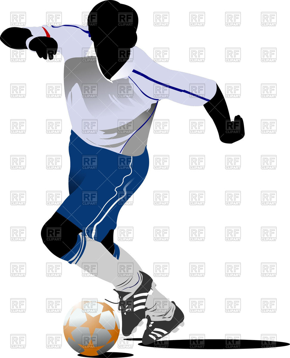 972x1200 Silhouette Of Soccer Player With Football Ball Royalty Free Vector