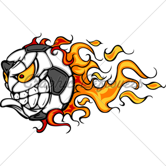 325x325 Flaming Soccer Ball Screaming Face Vector Cartoon Gl Stock Images