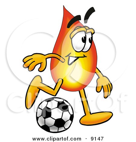 450x470 Clipart Picture Of Flame Mascot Cartoon Character Kicking