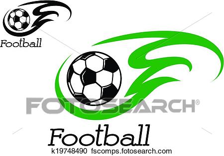 450x315 Clipart Of Soccer Ball With Green Flame K19748490