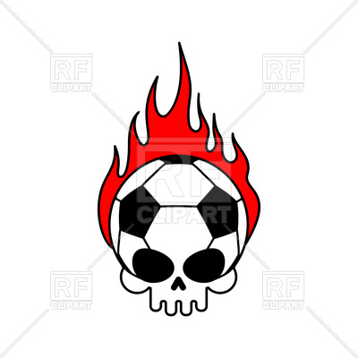 400x400 Skull Soccer Ball And Fire Royalty Free Vector Clip Art Image