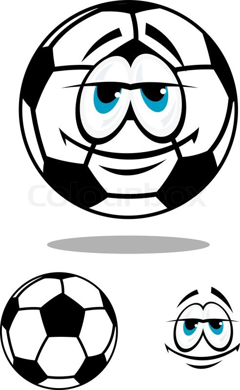 492x800 Black And White Happy Cartoon Soccer Ball Character With Big Eyes