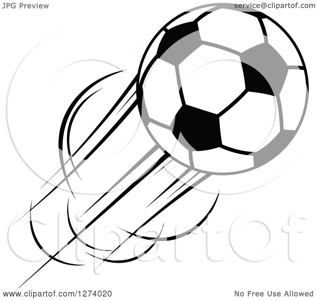 1080x1024 Clipart Of A Black And White Flying Soccer Ball 11