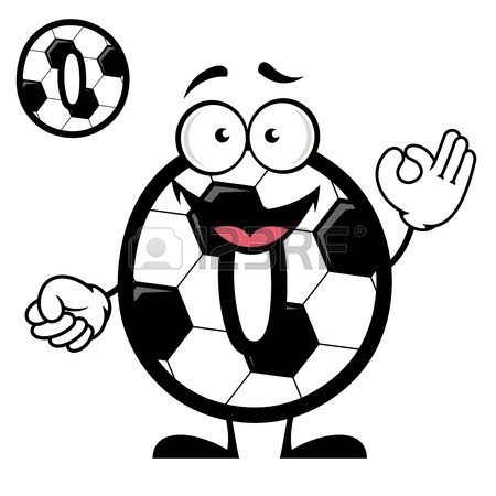 450x450 Cartoon Soccer Or Football Ball Pattern Number Zero With Cheerful