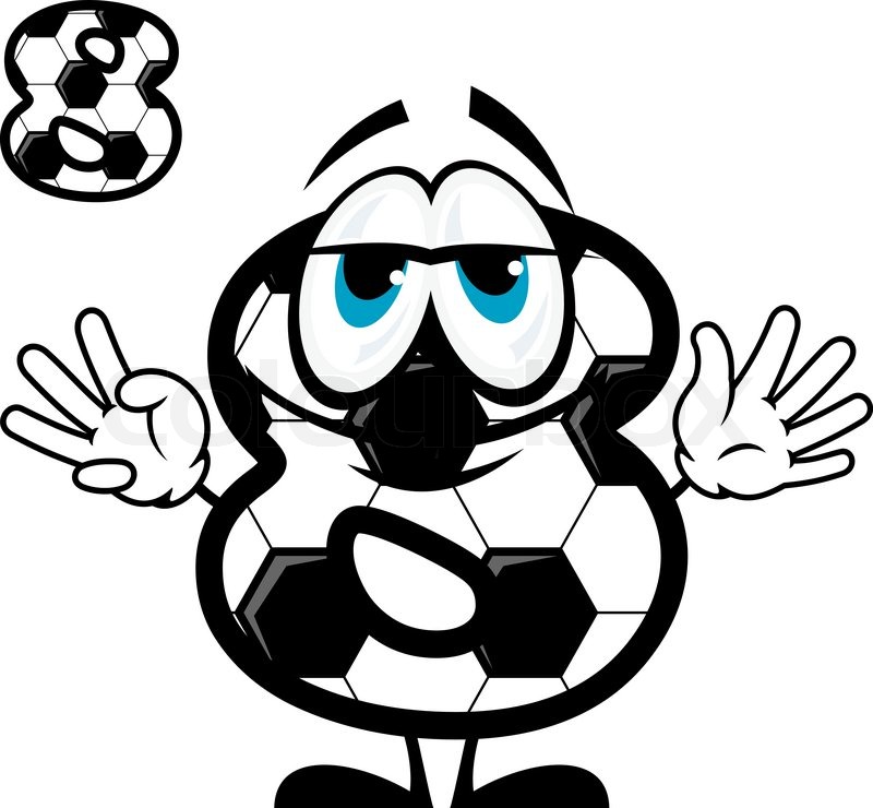 800x740 Cute Cartoon Number Eight Character Coloring Like Football