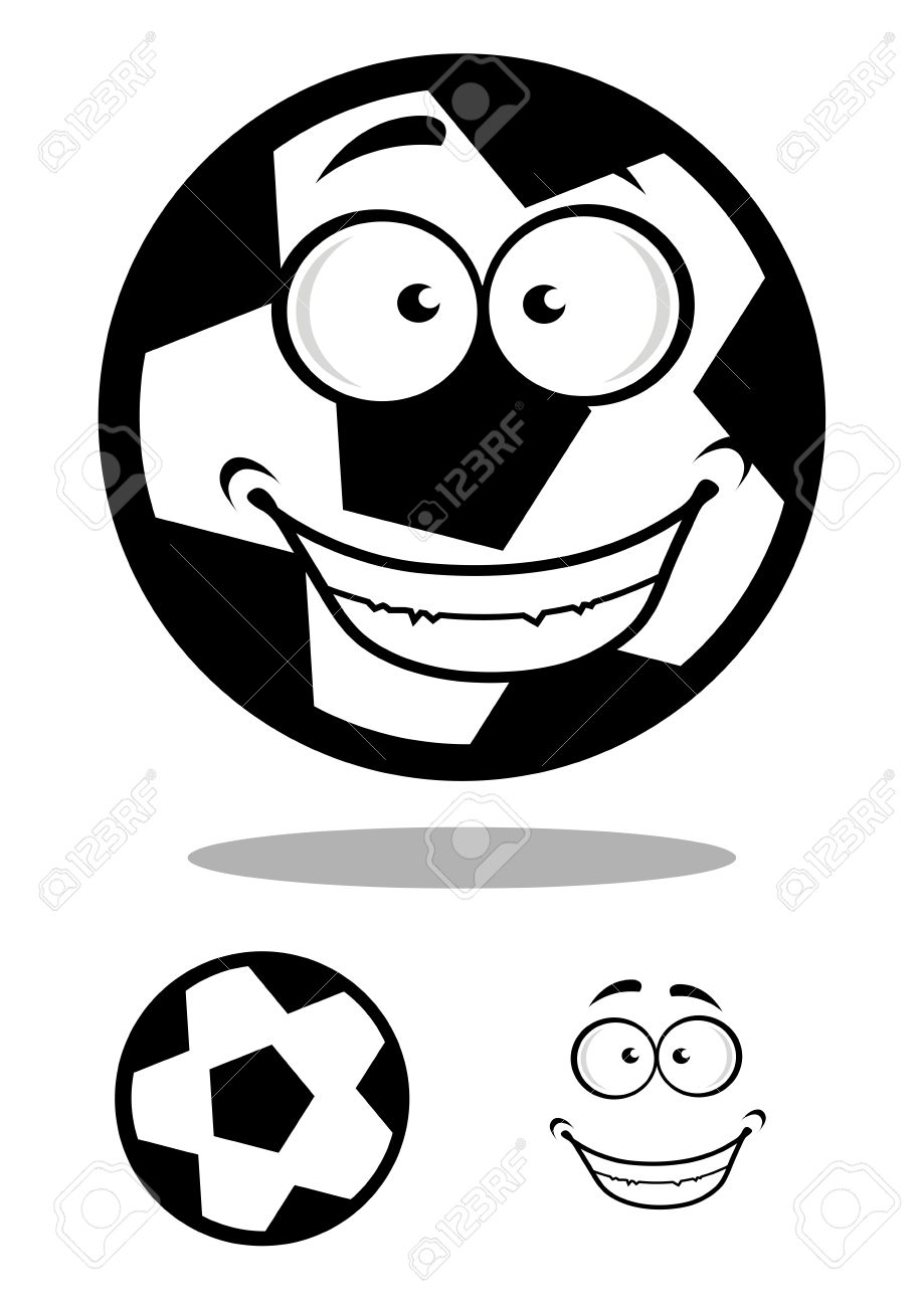 919x1300 Happy Blacknd White Cartoon Football Or Soccer Ball