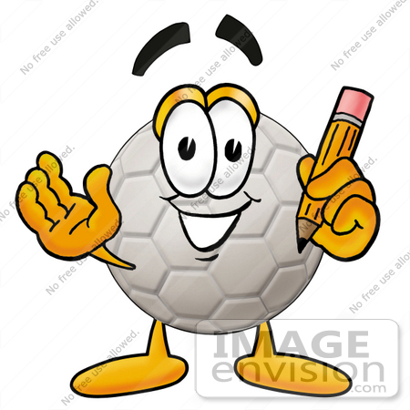 450x450 Clip Art Graphic Of A White Soccer Ball Cartoon Character Holding