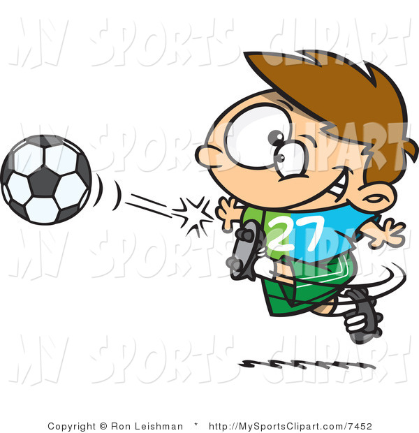 600x620 Sports Clip Art Of A Young Boy Kicking A Soccer Ball By Toonaday